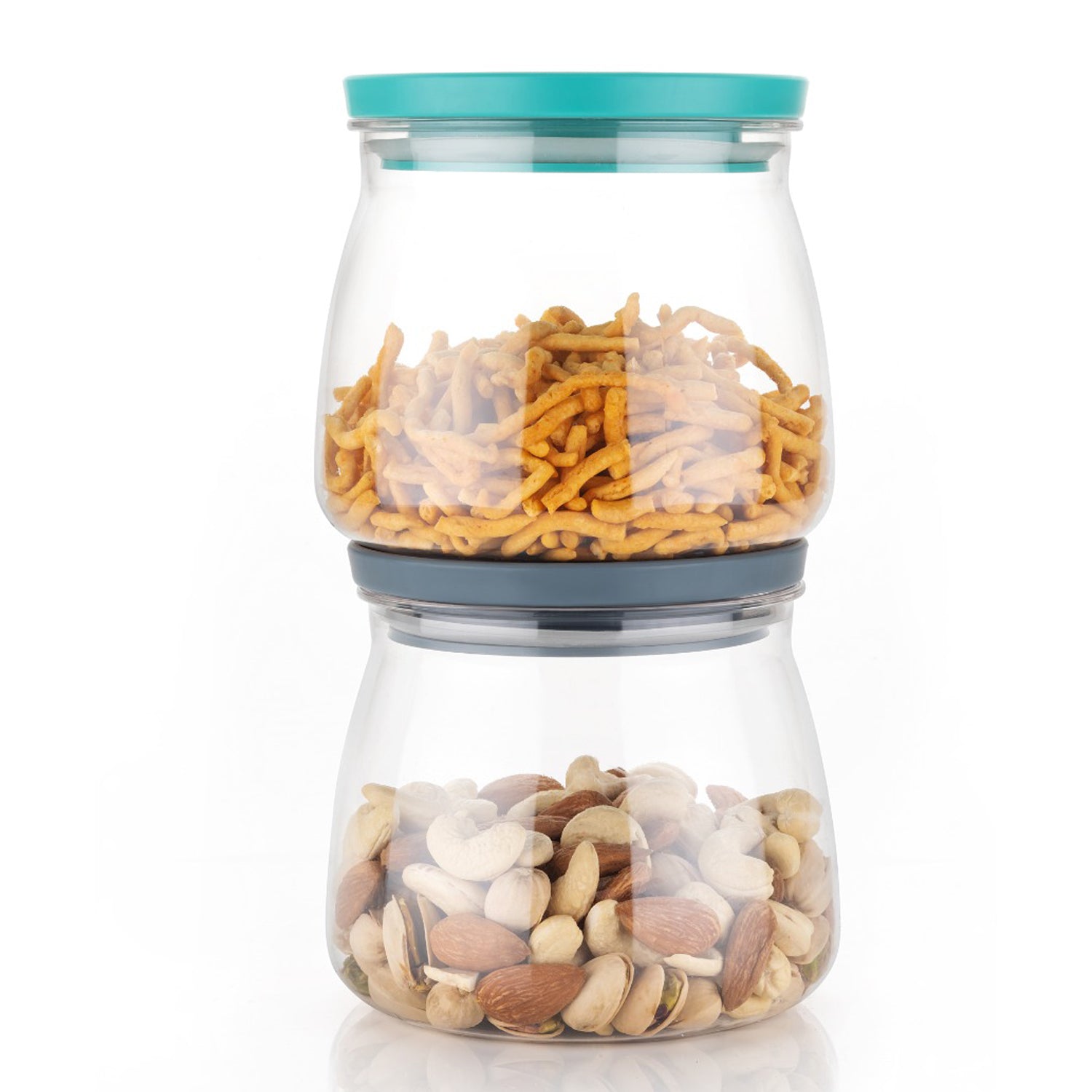 Matka-shaped jar with multicolour design and airtight lid Matka-shaped jar with multicolour design and airtight lid